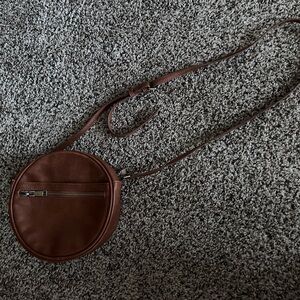 Round Brown Crossbody Bag